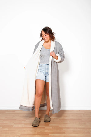 "The Boreal" Unisex Fleece Lined Robe - Grey