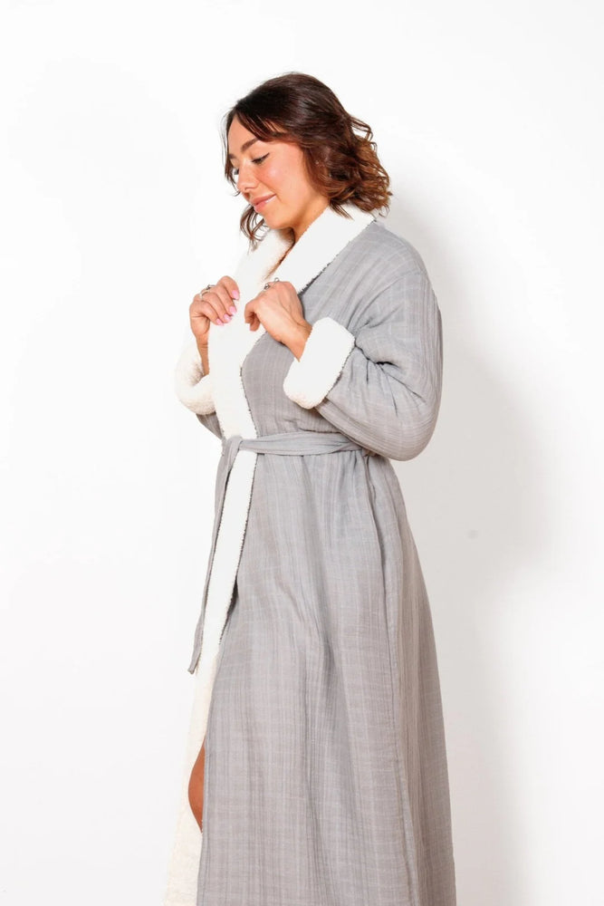 "The Boreal" Unisex Fleece Lined Robe - Grey