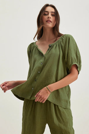 Jaimi Linen Top- Cobble