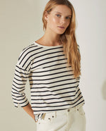 Organic Cotton T-Shirt - Ecru/Black Stripe