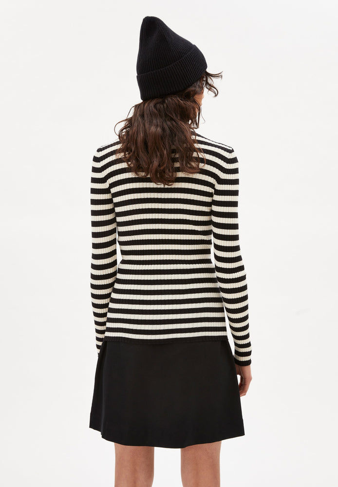 Alaani Striped Knit Pullover - Black/Oat Milk