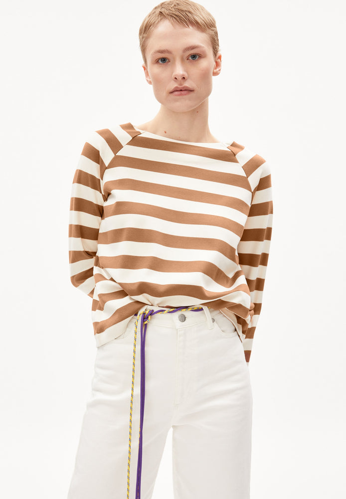 Delaa Stripe Long Sleeve Shirt - Undyed-Cedar Wood