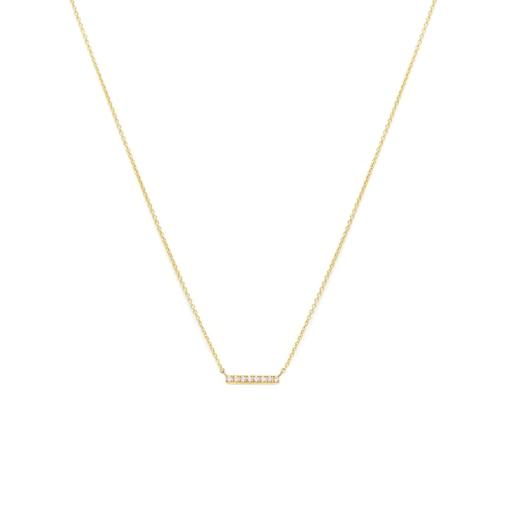 Pave Bar Necklace - Gold
